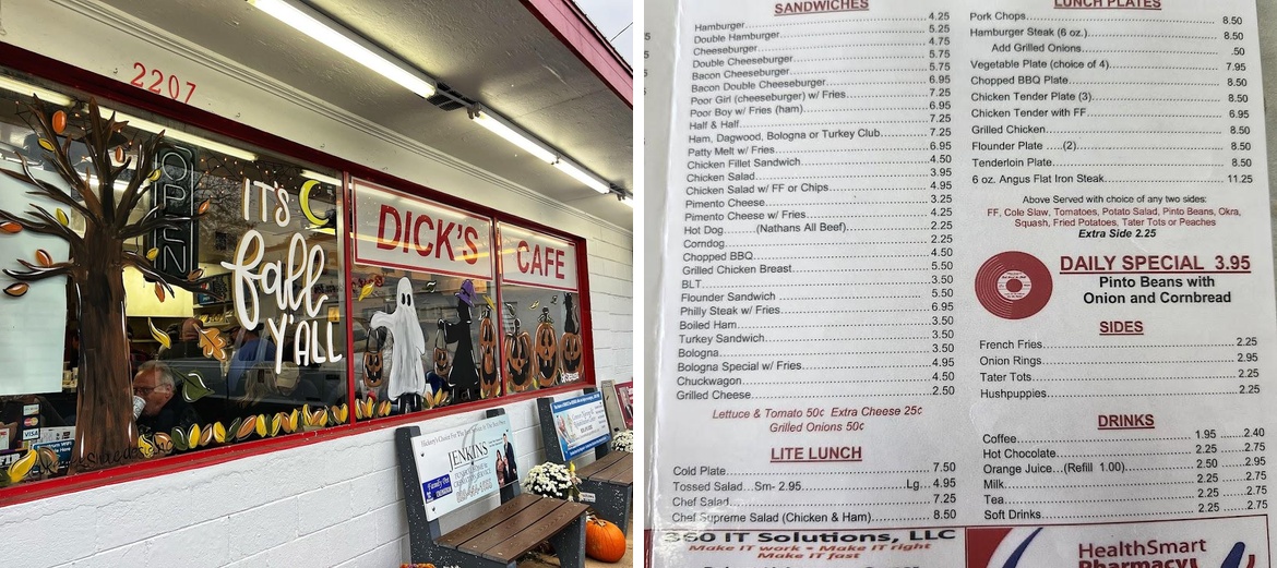 Dick's Cafe Menu